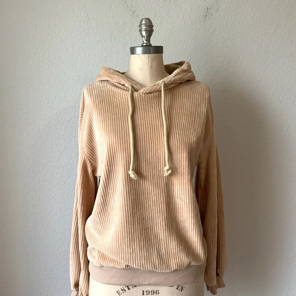Current Air Tan Ribbed Hoodie - Picture 2 of 8
